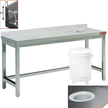 S.S. Furniture-Hygiene rense- og sorteringsbord, affald op., kant