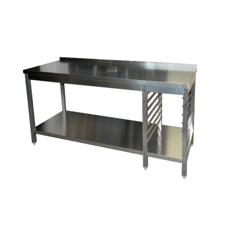 Arbeitstische Serie Variabel Arbejdsbord med støtteskinner- rustfrit stål – 2700x700x850mm – ATGGNR277A